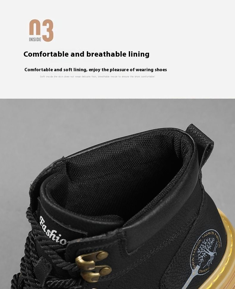 Winter New High Top Wild Platform Casual Leather Shoes