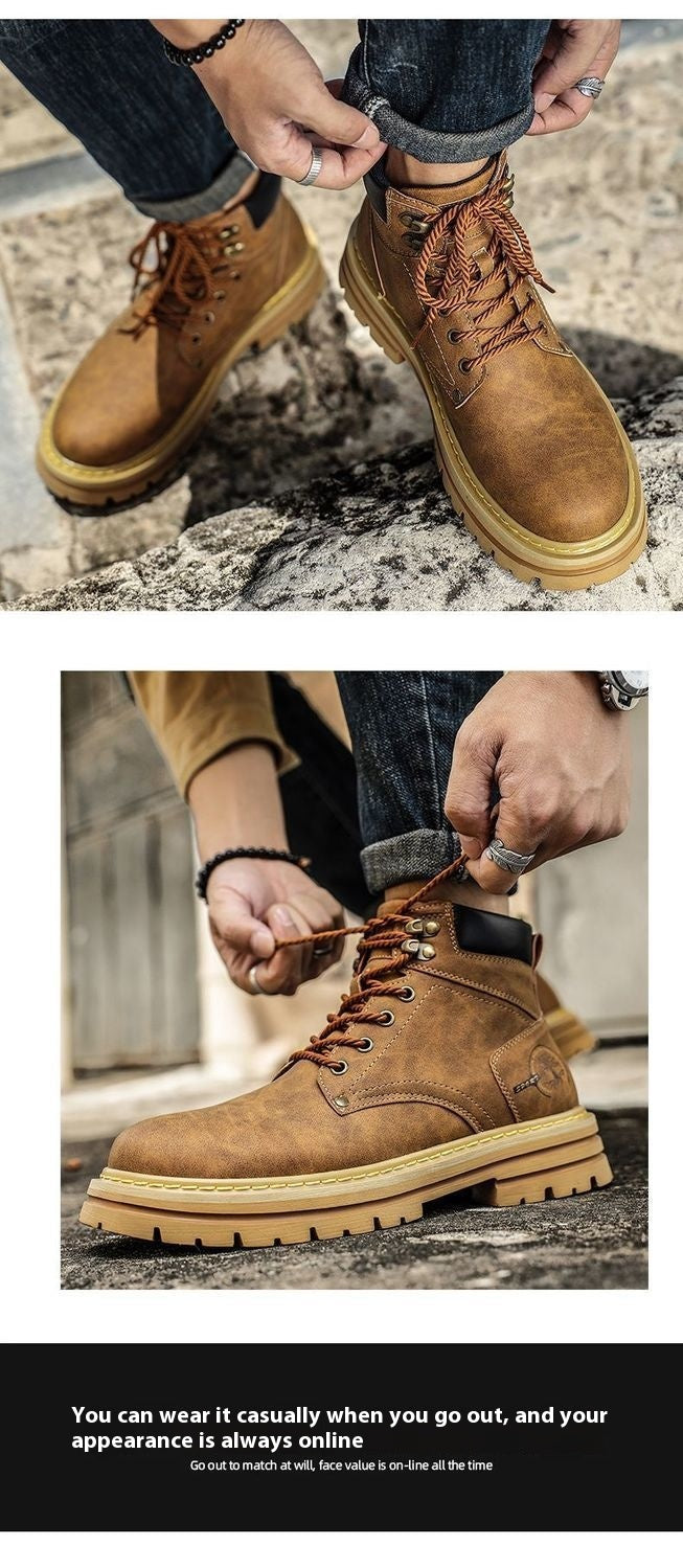 Winter New High Top Wild Platform Casual Leather Shoes