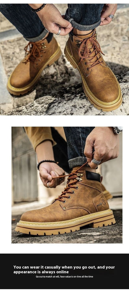 Winter New High Top Wild Platform Casual Leather Shoes