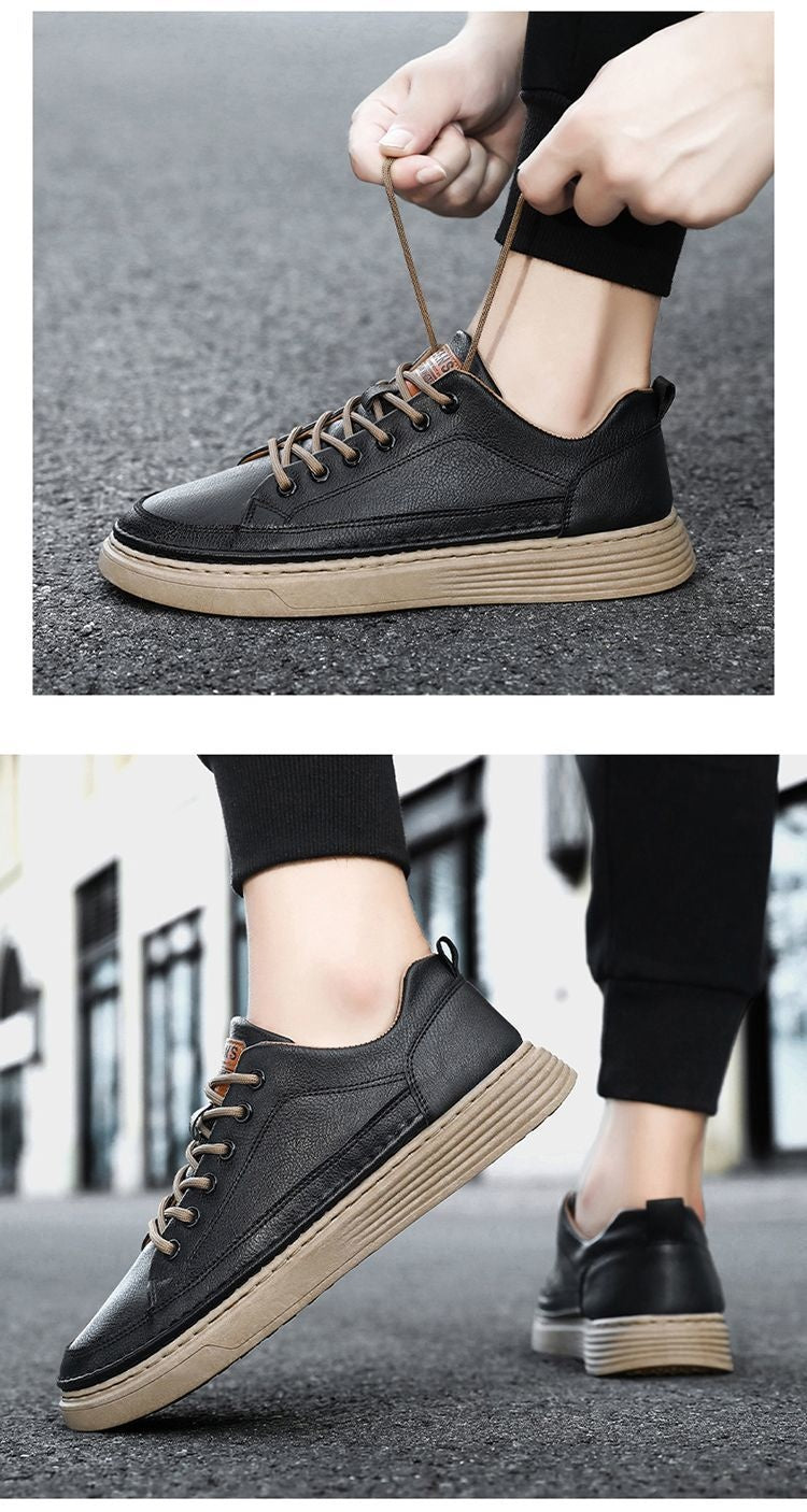 Men's Shoes Spring New Versatile Black Casual Leather
