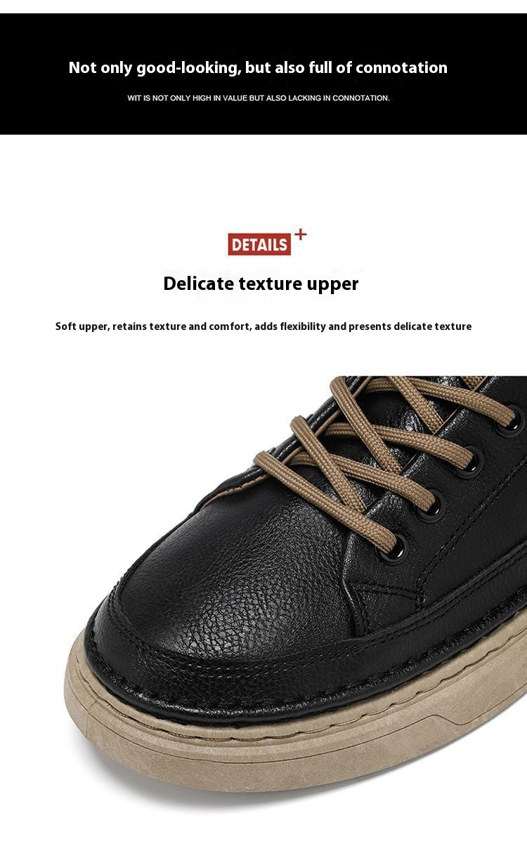 Men's Shoes Spring New Versatile Black Casual Leather