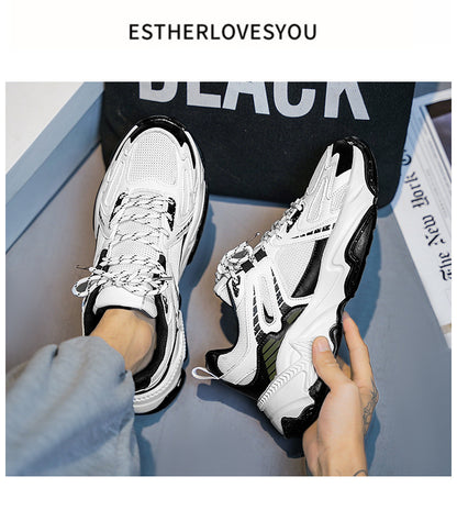 Men's Mesh Thick Bottom Height-increasing Running Shoes Outdoor Breathable Imported Shoes