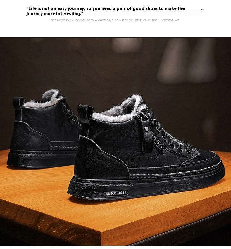 High-top Velvet Thermal And Thickening Northeast Cotton Padded Imported Shoes